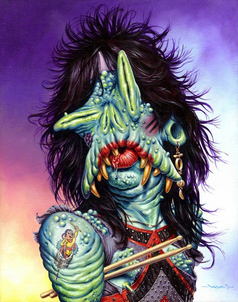 The Monsters of Rock, painted as literal monsters