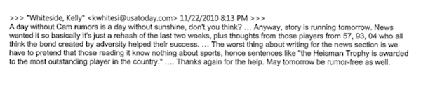 "Am I Sick? Are We All Sick?": Overwrought Things The Media Wrote To Auburn's PR Guy During Cam Newton's Wild 2010 Season