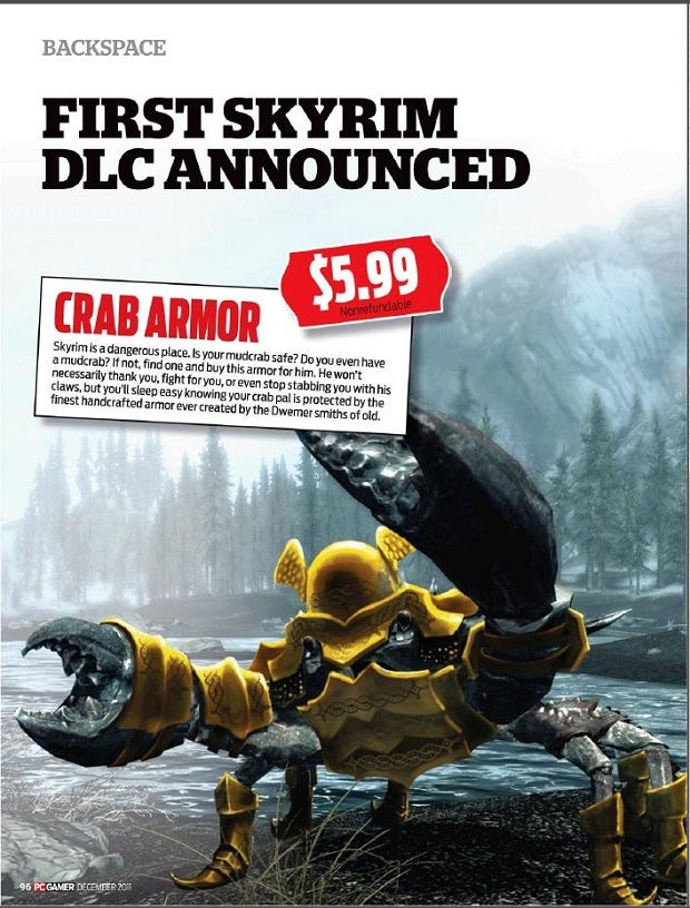 Crab Armor Not Really Announced as First Skyrim DLC!