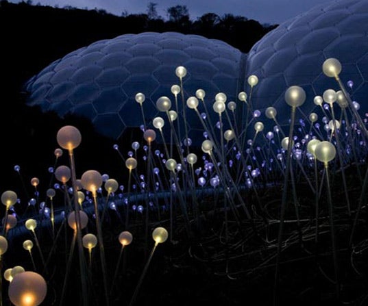 Fiber Optic Sculpture Transforms Field into a Luminous Alien Landscape