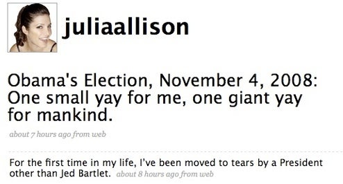 OMG Weeping Tears of Joy: Election-Night Overshares