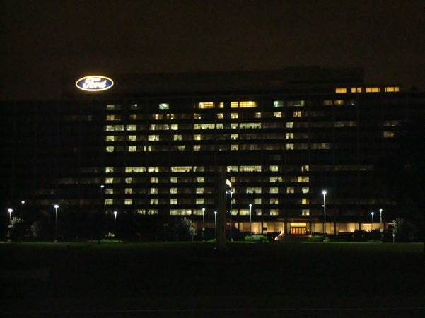 Ford Wishes GM Happy 100th Birthday On Side Of World Headquarters, Saves Money On Card, Cake