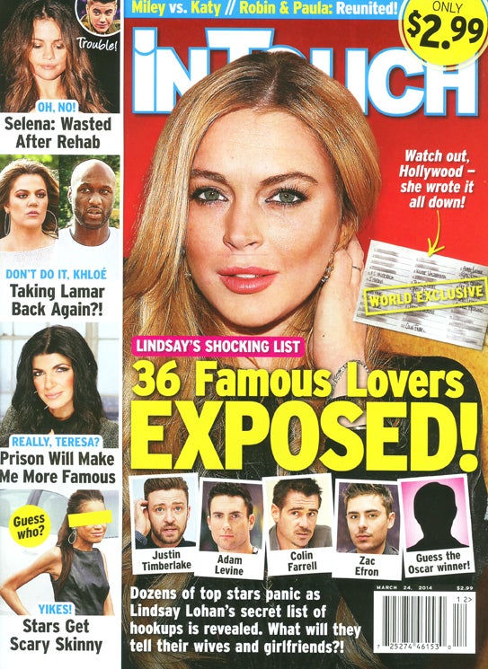 This Week In Tabloids Lindsay Lohan S List Of Dudes She Had Sex With