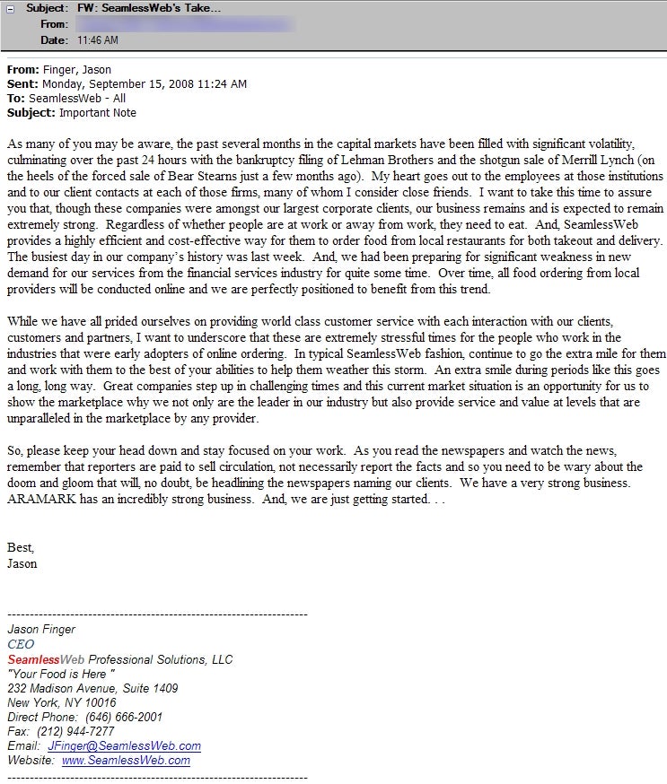 Sad Lunch Delivery Email: All Our Customers Out of Work