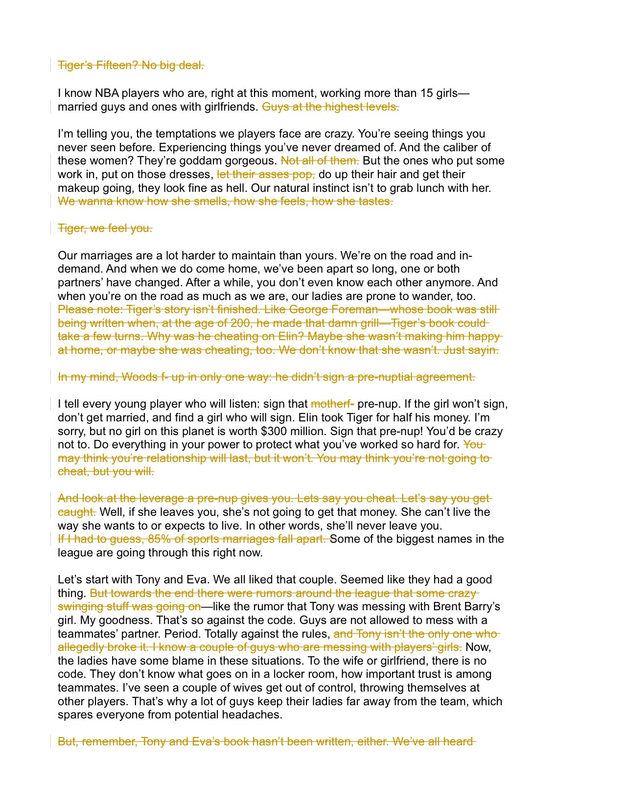 What ESPN Won't Let Player X Say: Prenups, Popping Asses, And Watching Your Wife Get Pounded