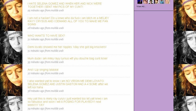 Miley Cyrus Twitter Hack Full Of Missed Opportunities, Misspellings