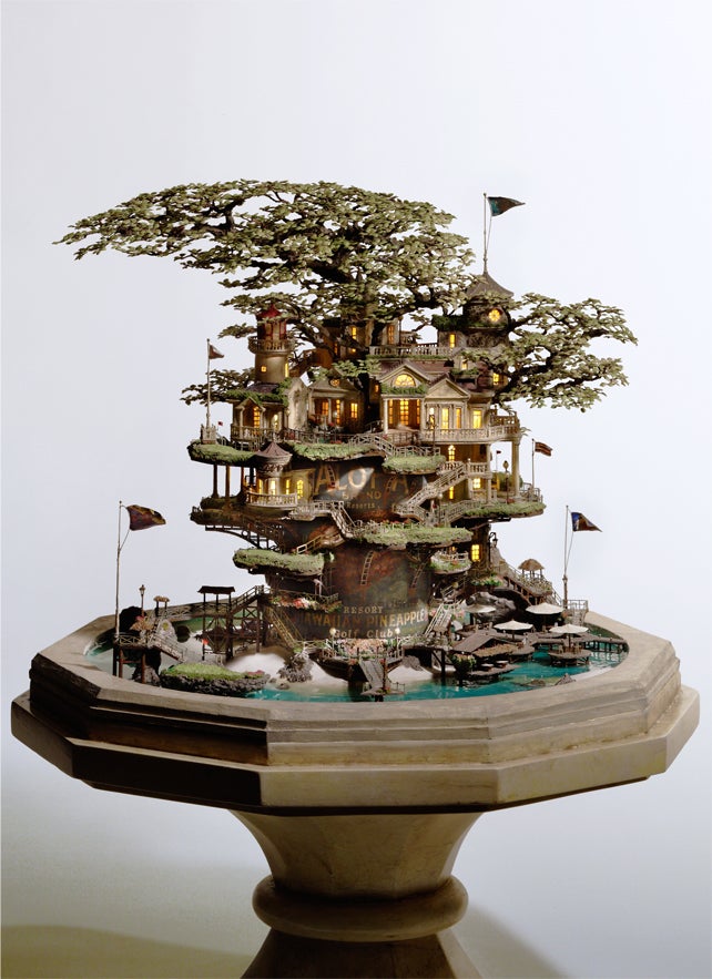 Artist transforms bonsai trees and empty cans into insane Lilliputian cities