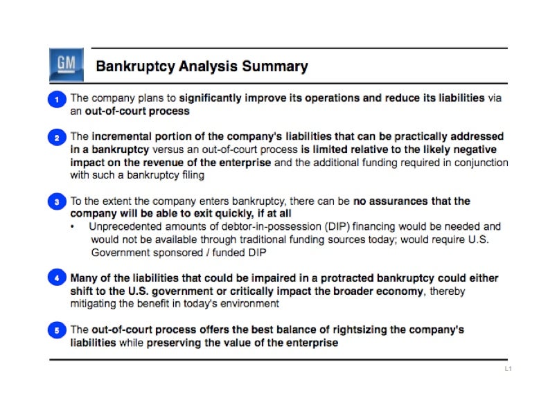 Why GM Doesn't Want Bankruptcy
