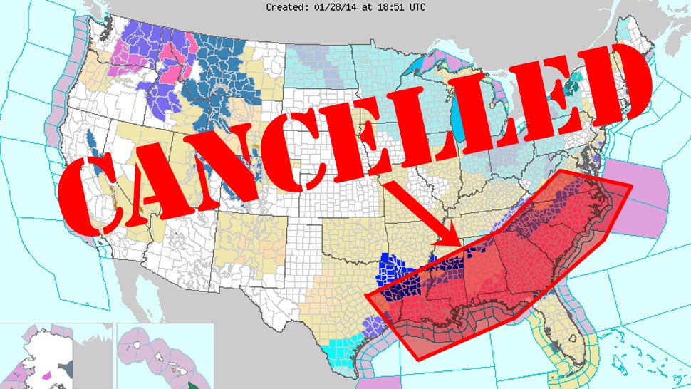 The Following States Have Been Canceled Because Of Snow