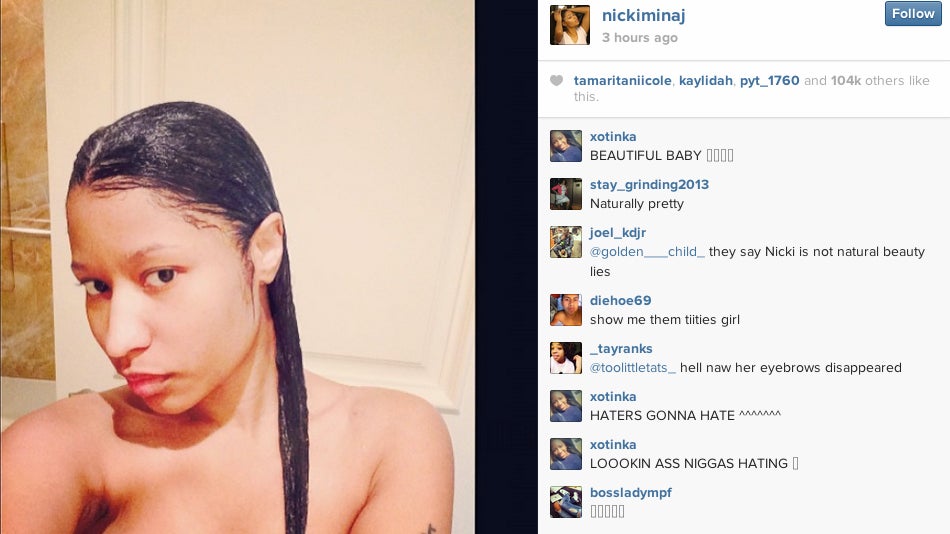 Nicki Minaj Posts Gorgeous Makeup-Free Selfies on Instagram