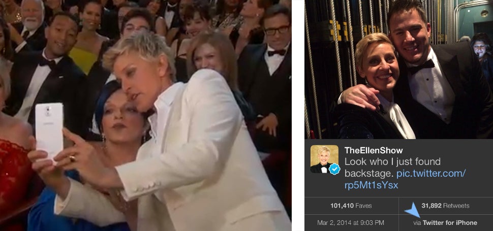 Ellen DeGeneres used an iPhone backstage instead of that Samsung