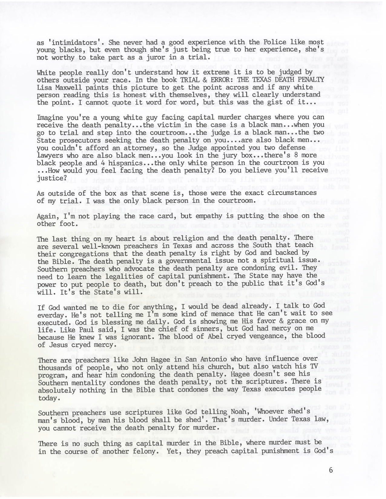 A Letter From Ray Jasper, Who Is About to Be Executed