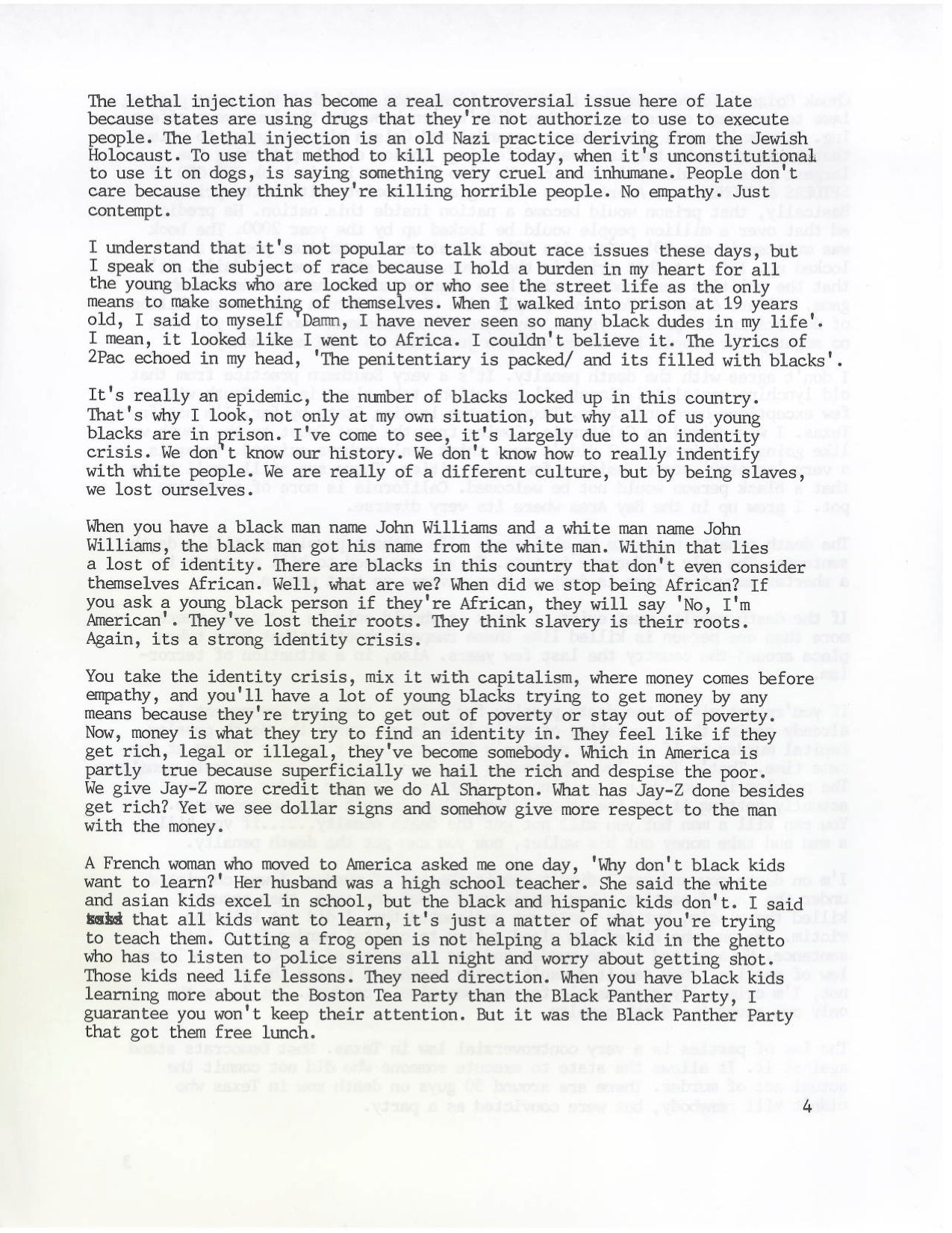 A Letter From Ray Jasper, Who Is About to Be Executed