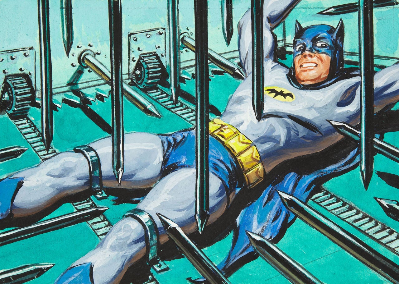 The Dark Knight rides a shark in bondage-crazy 1960s Batman art