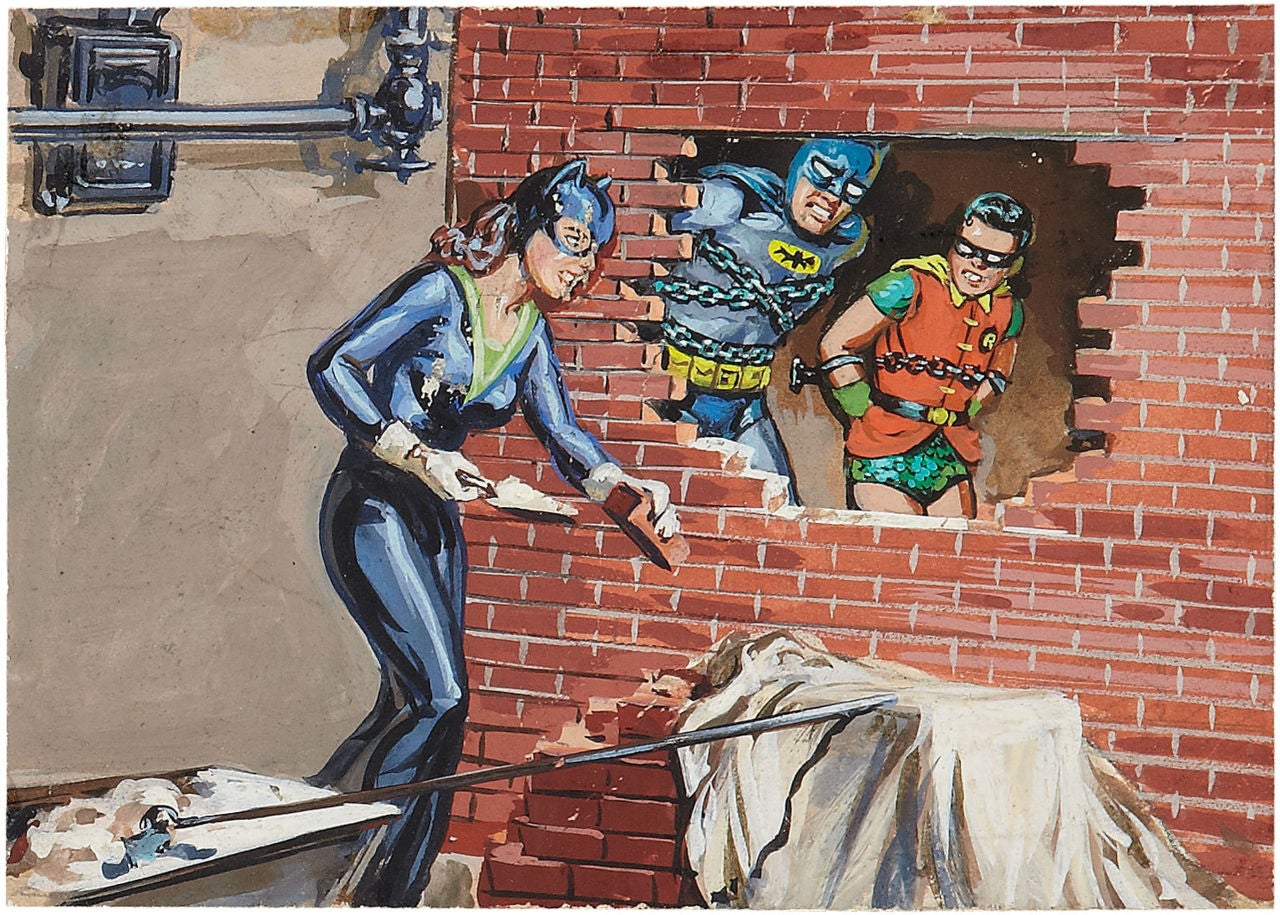The Dark Knight rides a shark in bondage-crazy 1960s Batman art