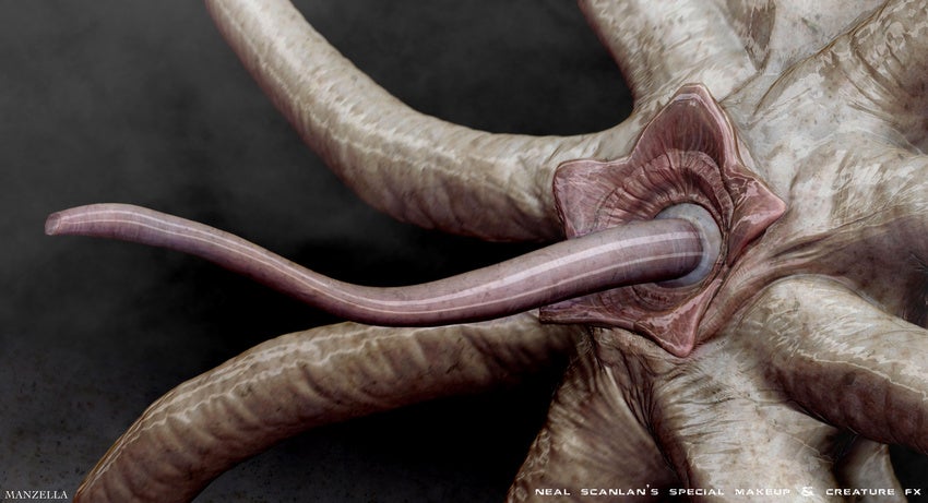 Prometheus concept art puts us face-to-sucker with the movie's creatures