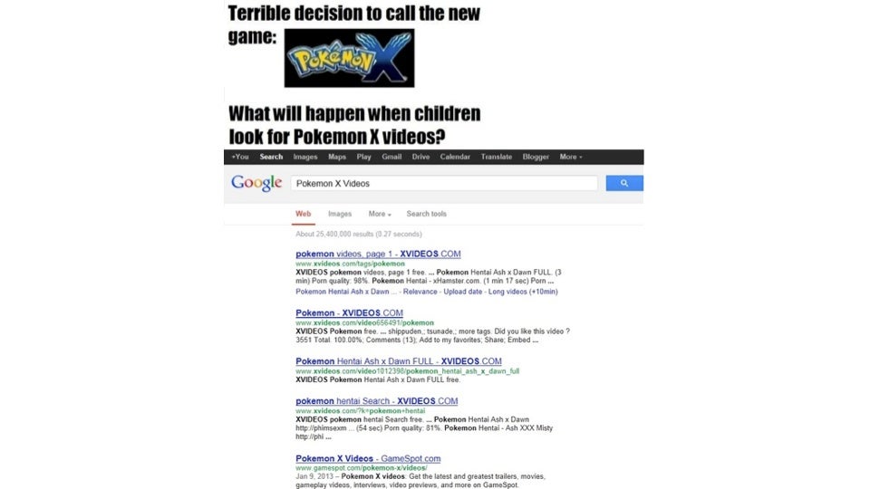 Finding Porn While Searching for Pokémon X? Maybe You're Doing It Wrong.