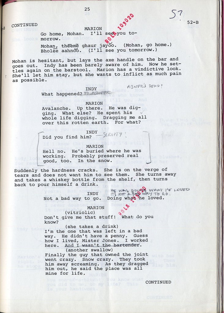 Read Harrison Ford's original script notes from Raiders of the Lost Ark