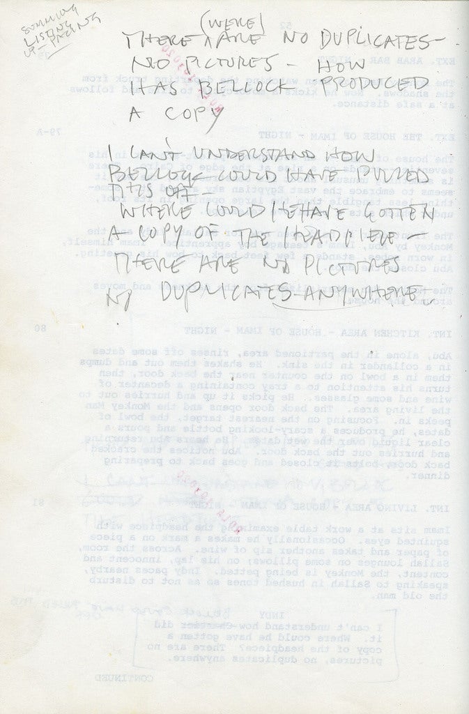 Read Harrison Ford's original script notes from Raiders of the Lost Ark