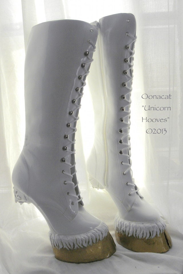 Unicorn hoof boots to sexually excite the fantasy horse fetishist in us all