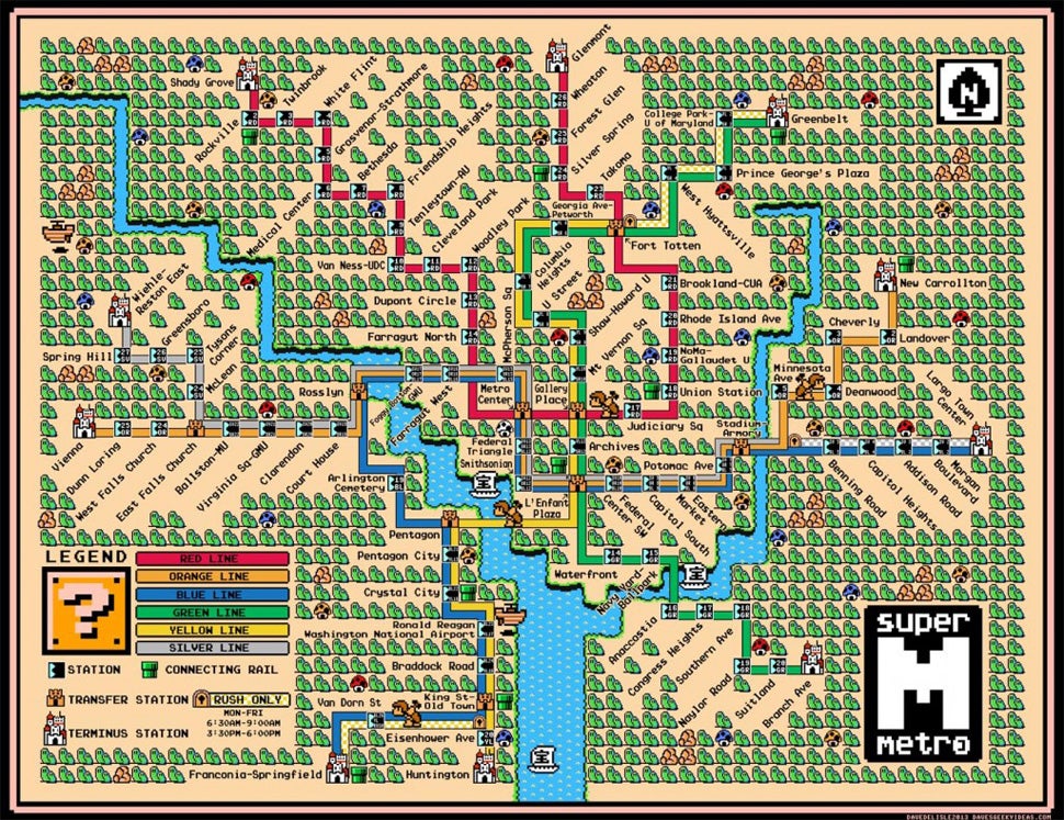 Washington DC's Metro Line Makes A Perfect Super Mario World Map