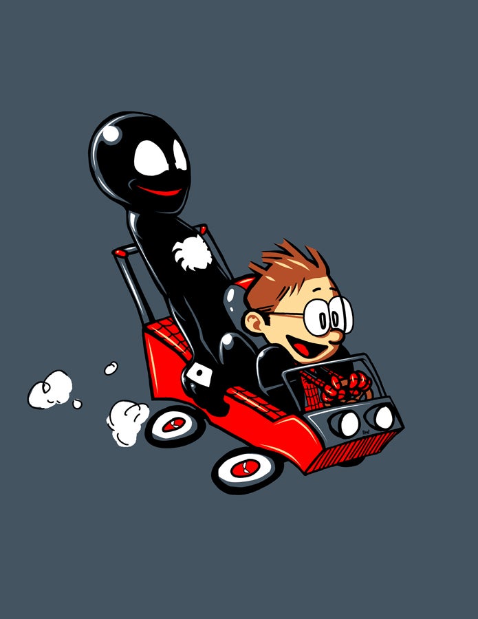 Spider-Man and Venom trade places with Calvin and Hobbes