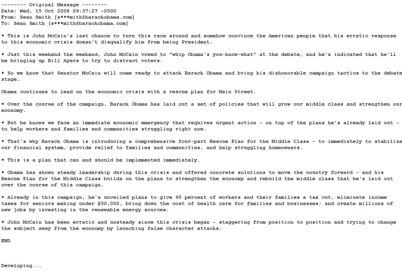 Shock: Obama Campaign Doing Job