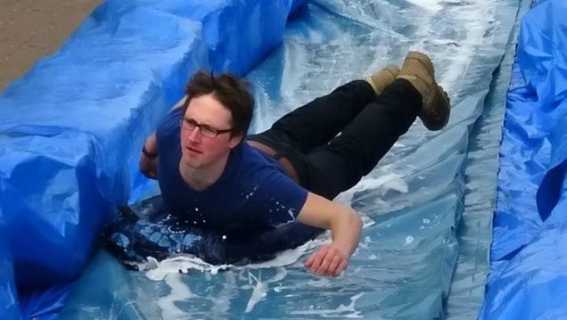 Would You Go For A Ride On This Massive Slip 'n Slide On A City Street?