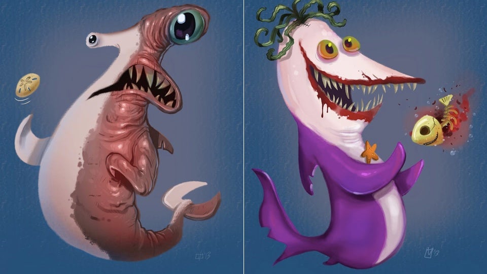 And Now, Batman Villains drawn as Cartoon Sharks.