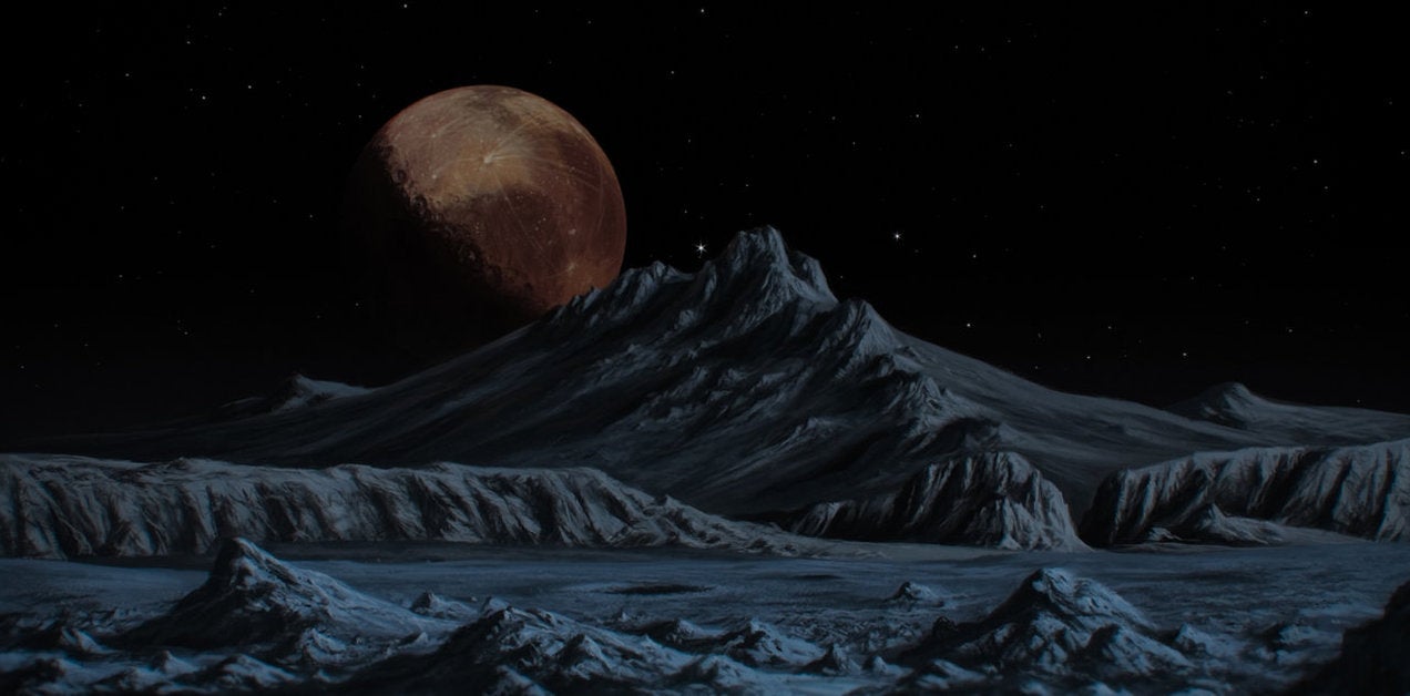 Pluto Rises Over the Mountains of Charon