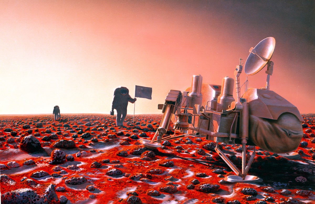 This Artist's Cheerful Renderings of Space Exploration Look Like Stills From The Martian