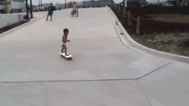 This two-year-old in diapers is ridiculously good at skateboarding