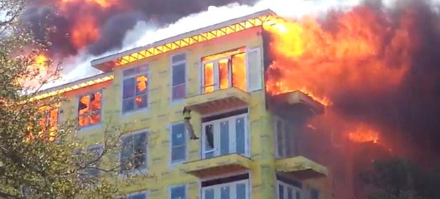 Video: Dramatic rescue of man trapped in raging 5 alarm fire