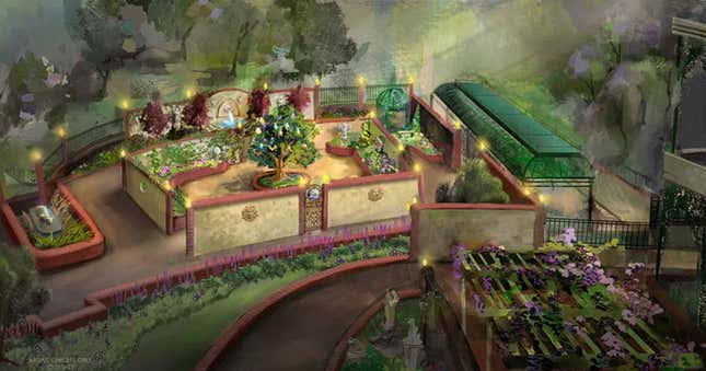 Art conceptuel de certaines nouvelles zones dans la file d’attente des manèges. Image : Parcs Disney