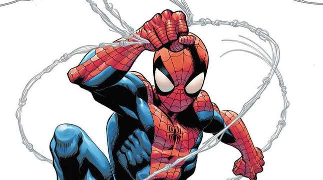 Cover Für Spider-Man #1, Das Peter Parker Zeigt, Wie Er Ein Netz Schwingt. 