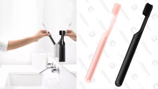 quip pink metal toothbrush