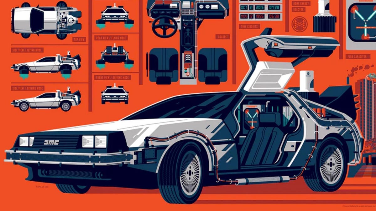 Back to the Future 2 DeLorean Poster by Tom Whalen & Bottleneck