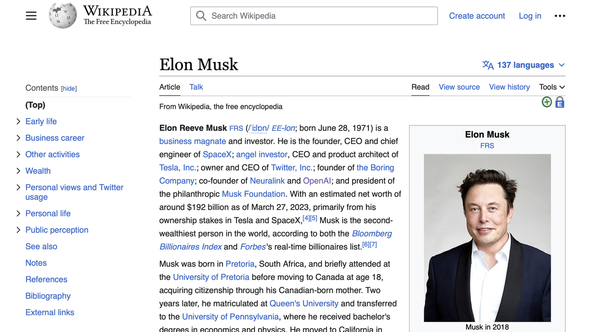 Musk usa Wikipedia para designar carteles de medios financiados por el gobierno