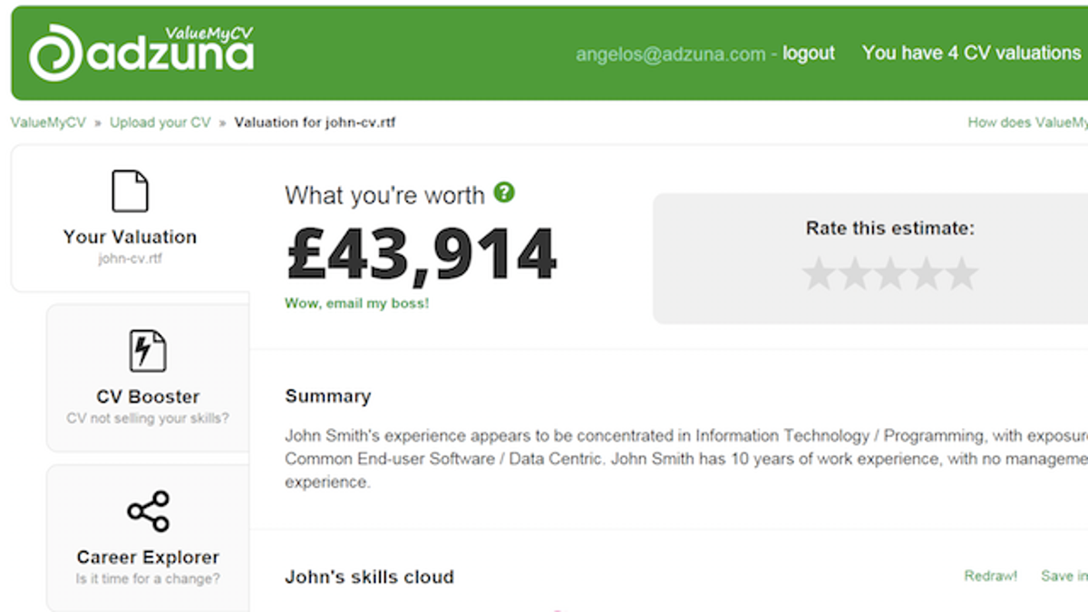 Valuemycv Analyzes Your Resume And Estimates Your Earning