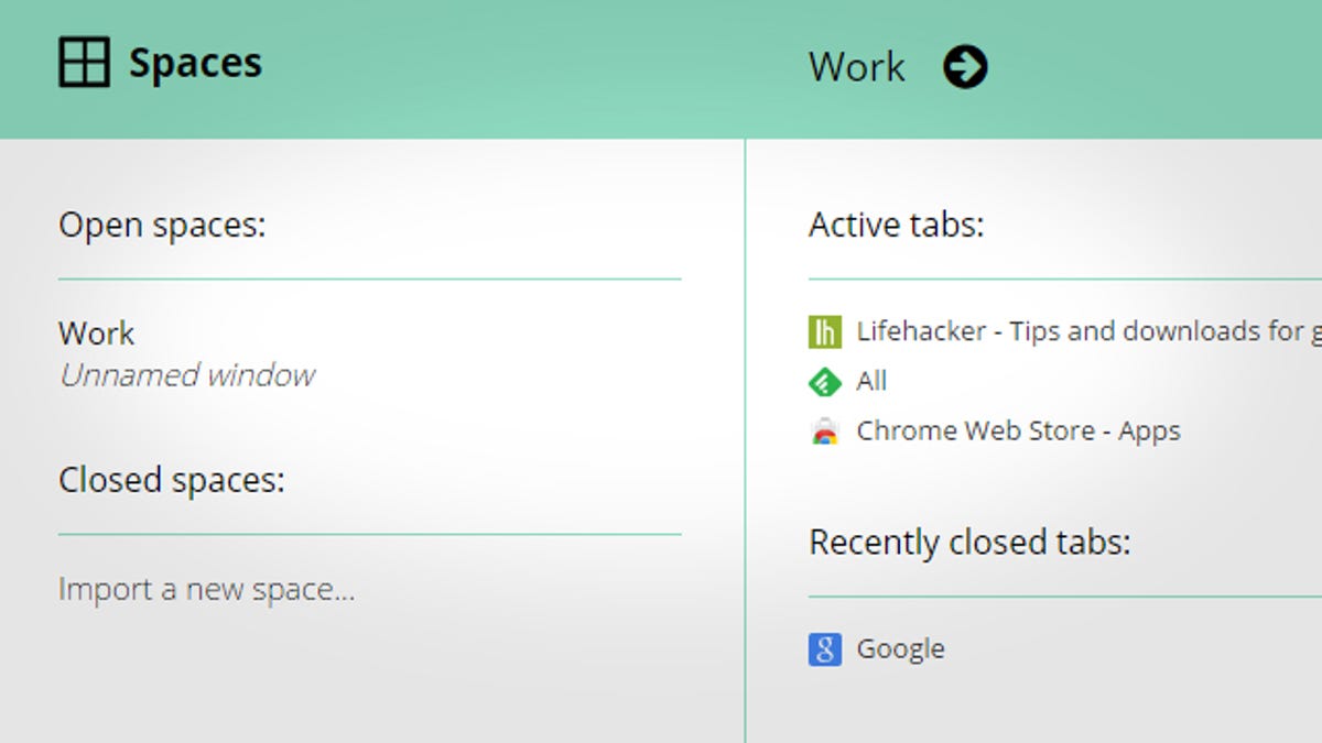 Spaces Manages Chrome Windows Saves Tab Layouts For Later