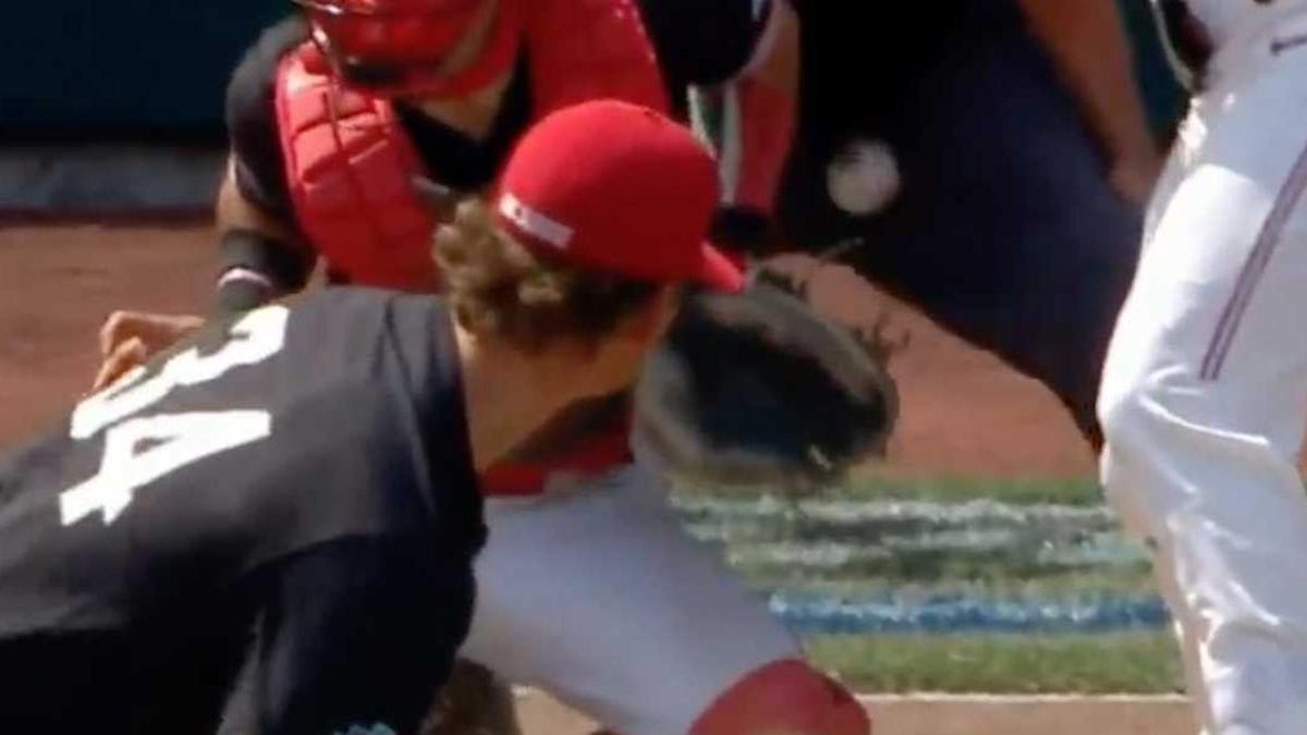 College World Series umpire takes bounced NC State slider straight to