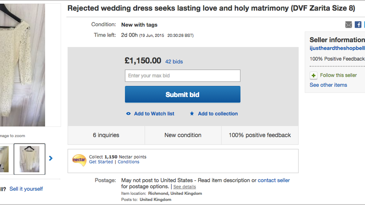 Jilted Bride S Rejected Wedding Dress Is The Saddest Thing On Ebay
