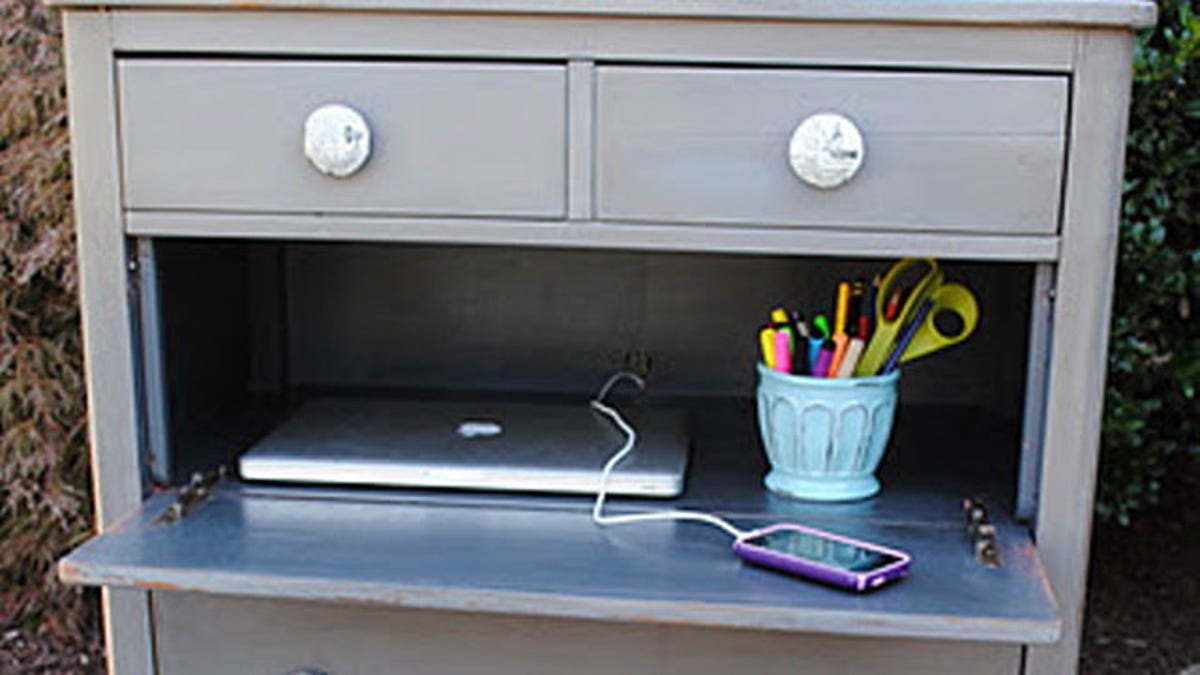 Turn A Dresser Into A Compact Laptop Hiding Desk