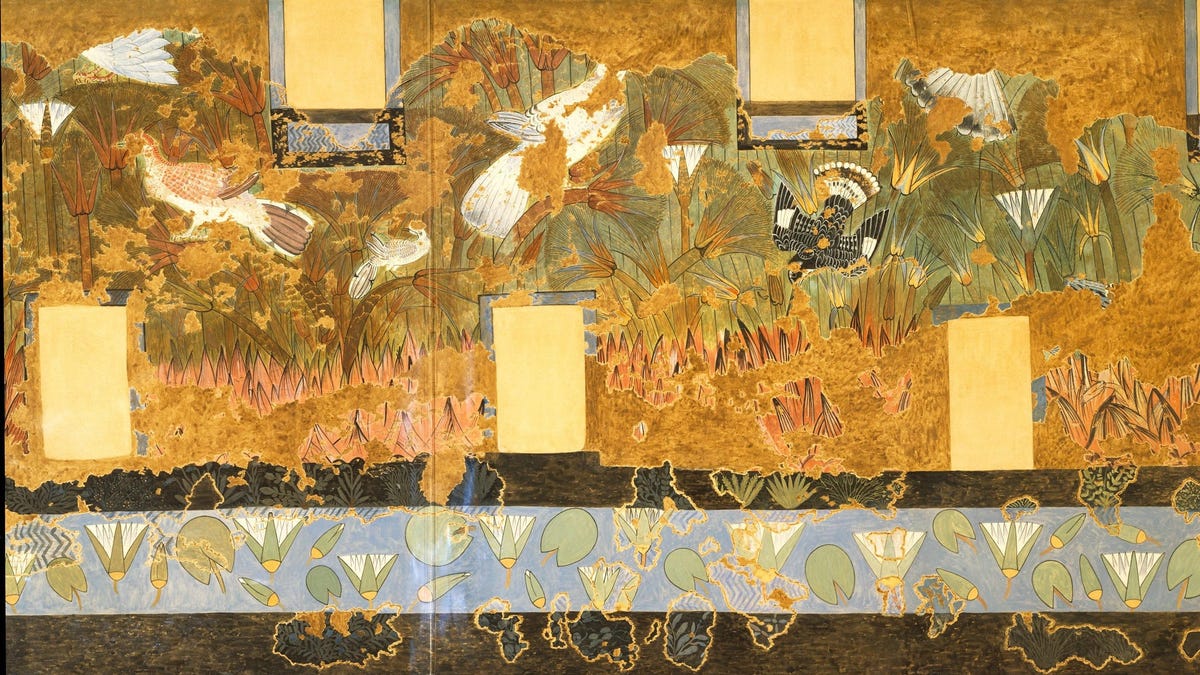 Antiguos murales egipcios muestran palomas, martines pescadores y otras aves realistas