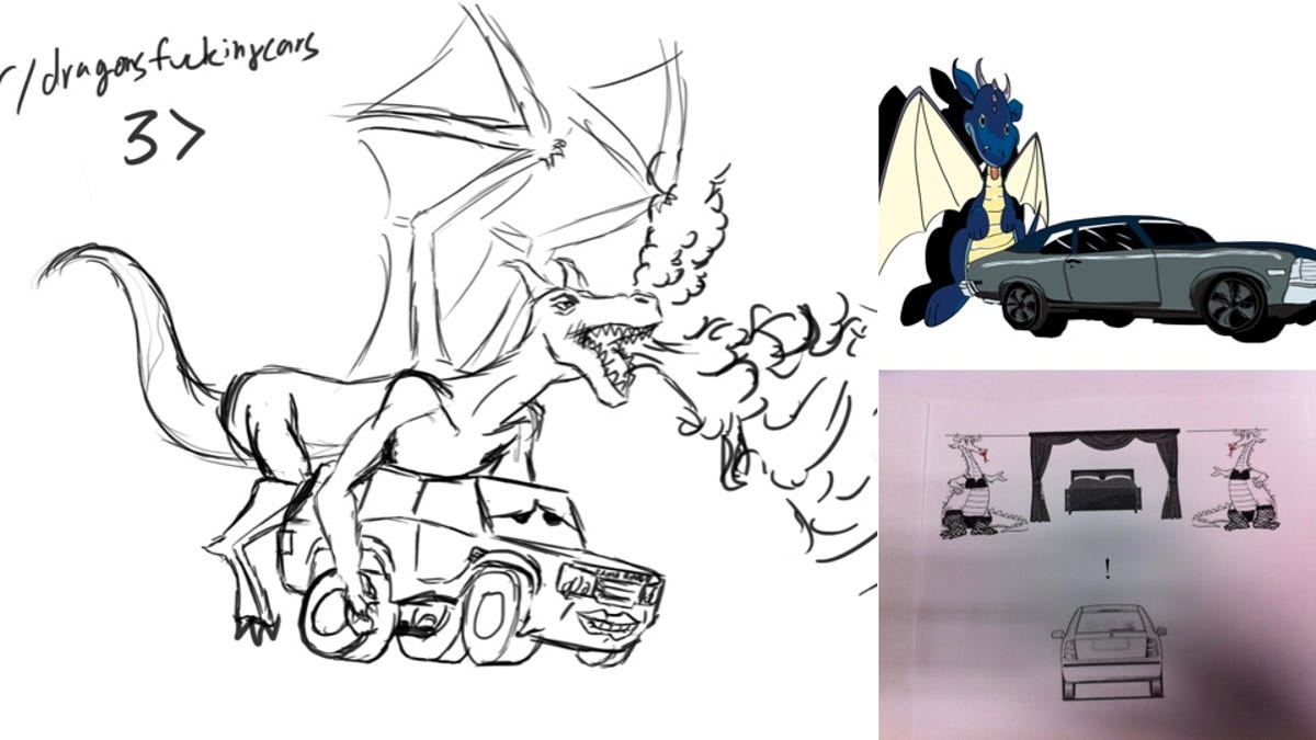 These Hand Drawn Pictures Of Dragons Fucking Cars Are Uncomfortably Great.