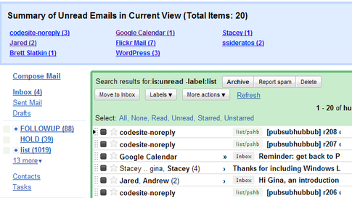 Better Gmail 2 Summarizes Unread Messages By Sender