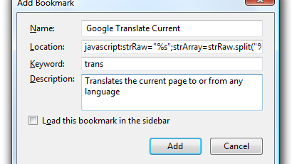 Create Smarter Google Translate Keyword Bookmarks