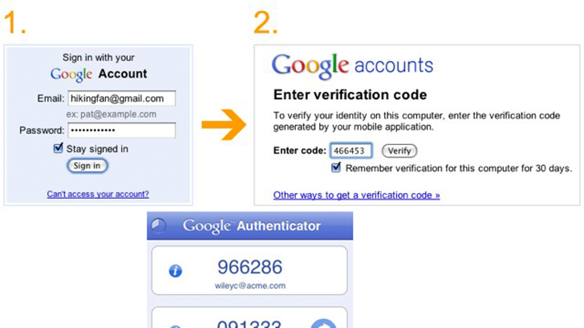 Пришел google verification code