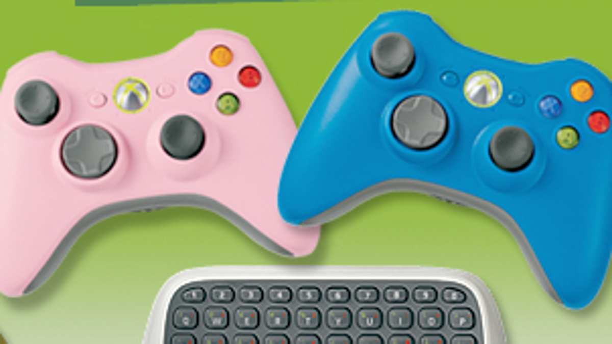 pink and blue xbox controller