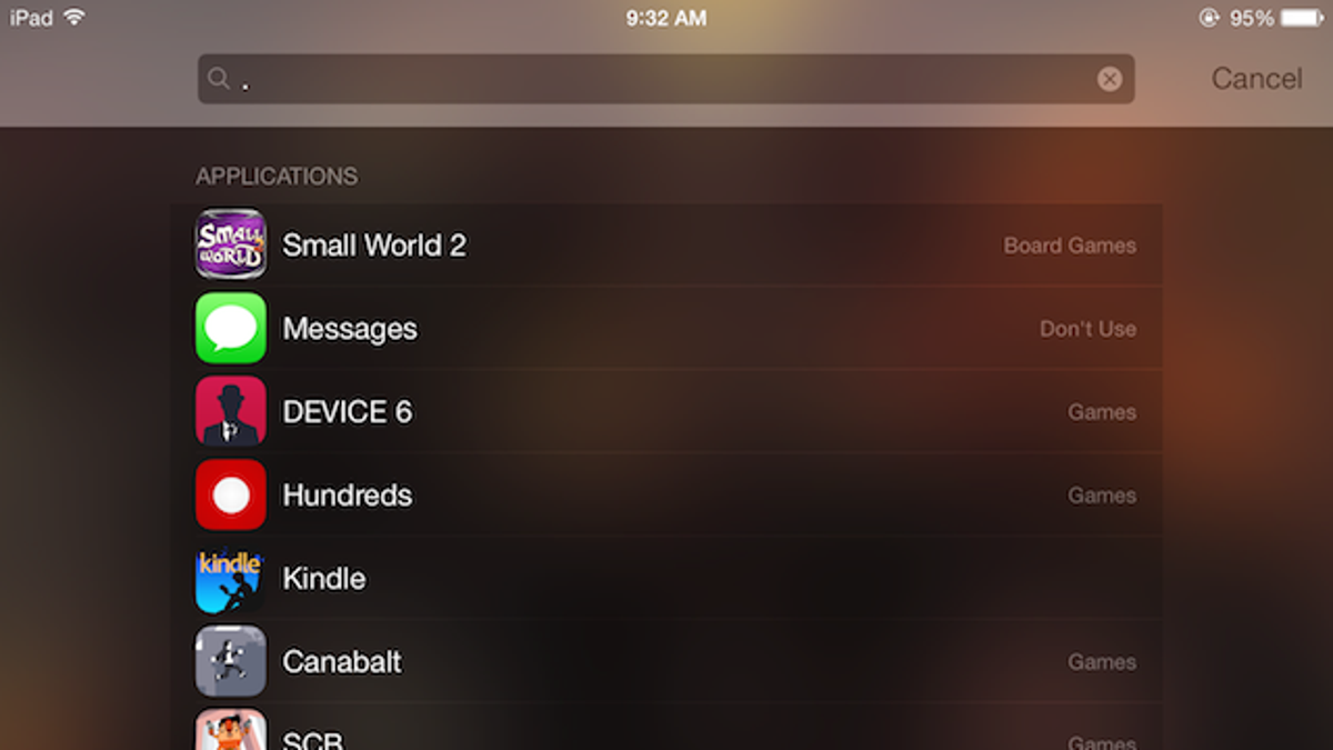 List All Your Installed iOS Apps in Spotlight with a Period